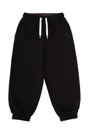 pantalone in cotone nero FENDI KIDS | JUF065AJ2UF11FU